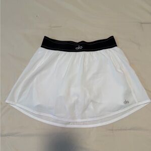 ALO Yoga White Mini Skirt with Black Waistband